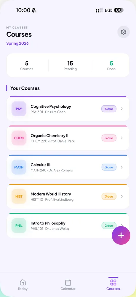 Owl Hours courses view